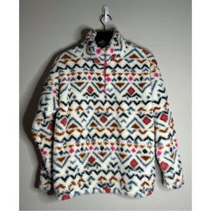Eddie Bauer Aztec Print 1/4 Zip Sherpa Pullover Size L